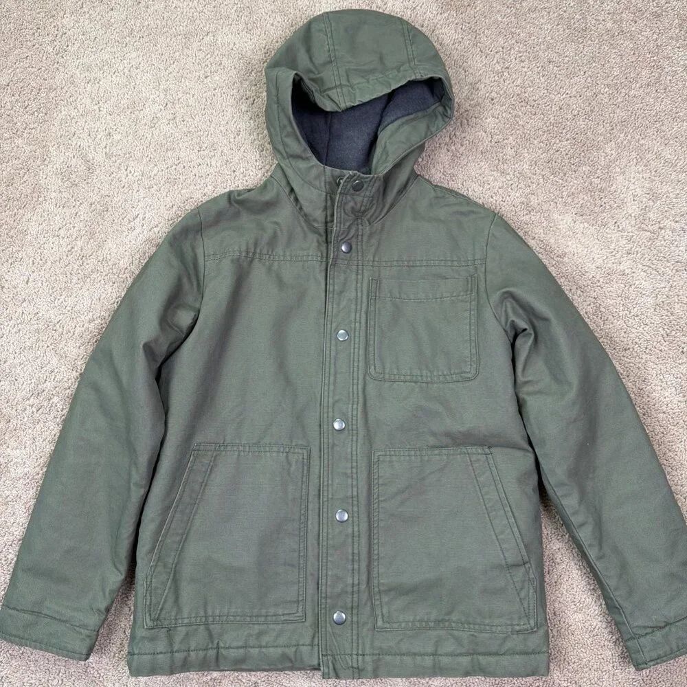 Old Navy Jacket Boys XL 14 Green Outerwear Hooded Coat Hood Workwear Barn Chore
